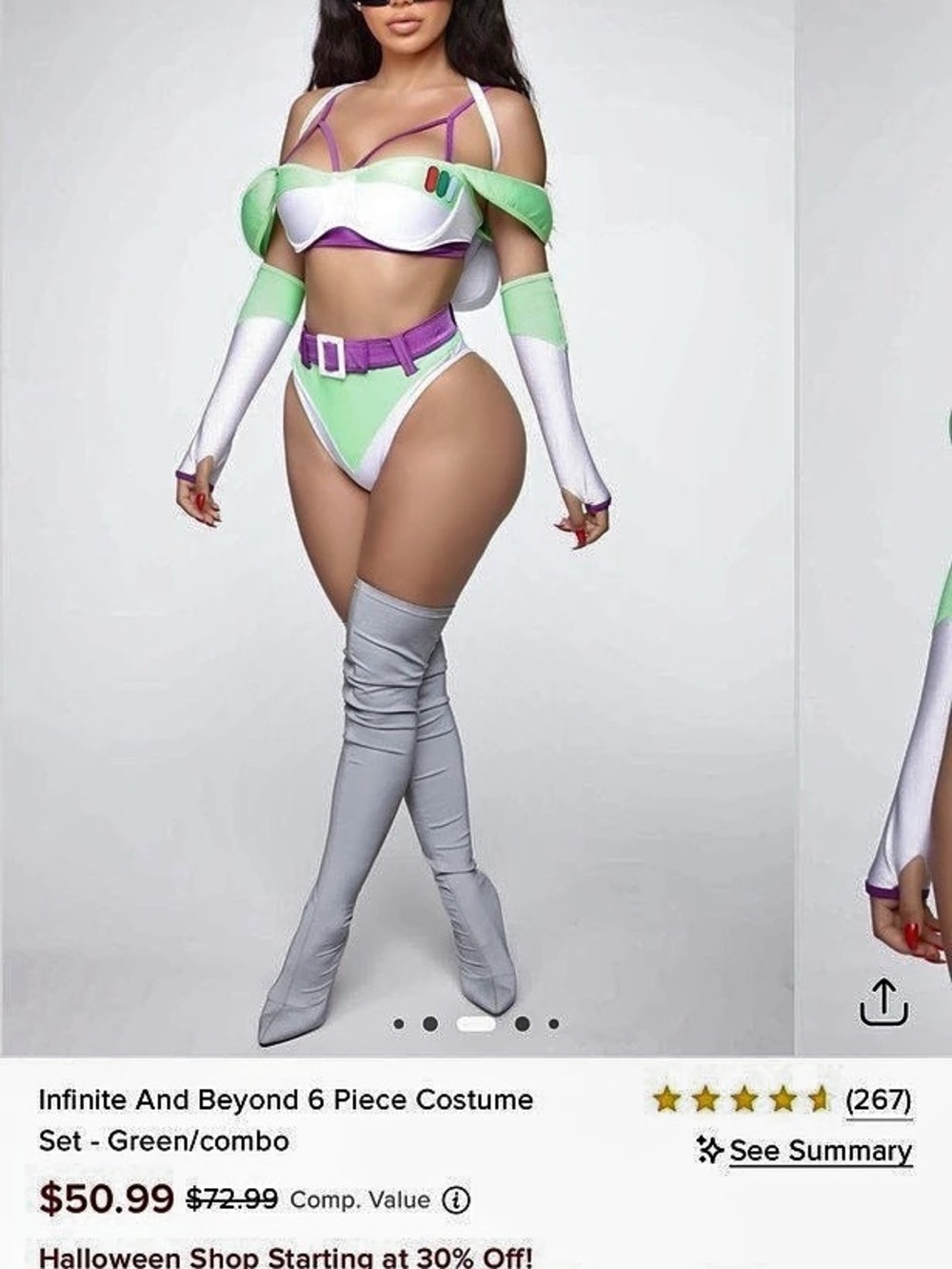 Fashion Nova Infinite And Beyond 6 Piece Costume Set Green & Purple